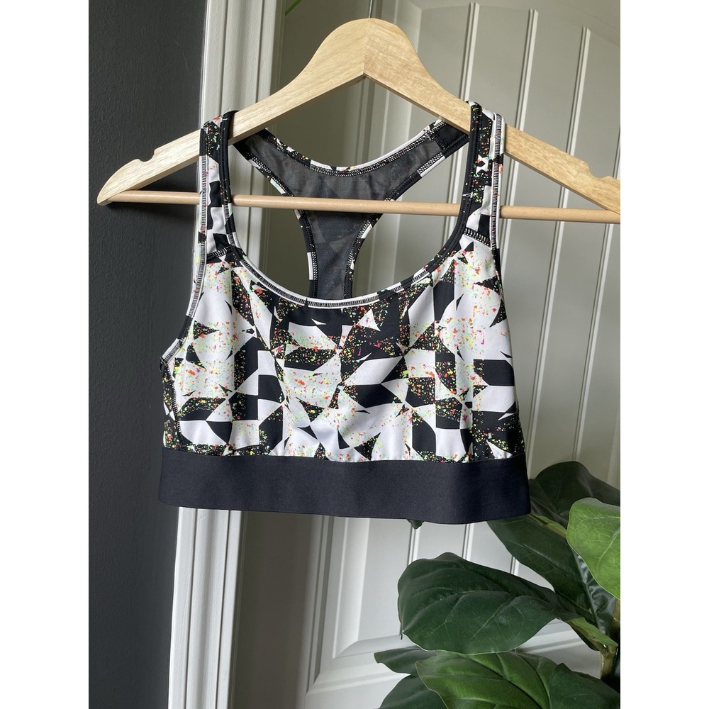 Victoria's Secret Sport Geometric Paint-Splatter Sports Bra Racerback Size Md